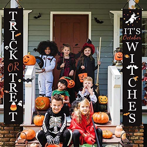 Decoraciones de Halloween Decoraciones de porche Cartel de truco o trato al aire libre Porche de Halloween Carteles de bienvenida de Halloween