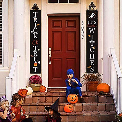 Decoraciones de Halloween Decoraciones de porche Cartel de truco o trato al aire libre Porche de Halloween Carteles de bienvenida de Halloween