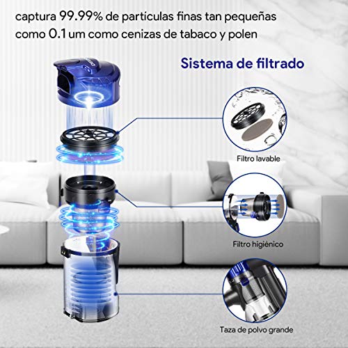 Deenkee Aspirador Escoba, 17kPa Aspiradora sin Cable Vertical y de Mano 2 en 1, con 22.2V extraíble batería Ion-Litio, hasta 35 min, Montaje en Pared, para la Limpieza del Suelo del hogar.