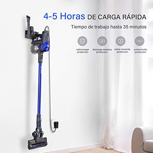 Deenkee Aspirador Escoba, 17kPa Aspiradora sin Cable Vertical y de Mano 2 en 1, con 22.2V extraíble batería Ion-Litio, hasta 35 min, Montaje en Pared, para la Limpieza del Suelo del hogar.