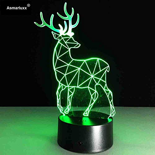 Deer 3D Led Lamp Table Touch Lamp 7 colores cambiantes 3D Desk Light Luminaria Lamp USB Led Night Light 2017 Regalo gratis para niños