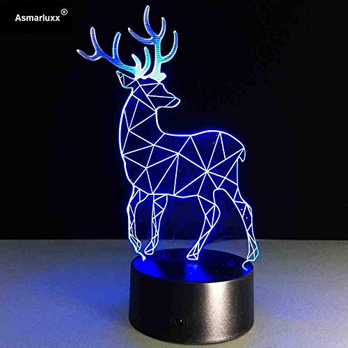 Deer 3D Led Lamp Table Touch Lamp 7 colores cambiantes 3D Desk Light Luminaria Lamp USB Led Night Light 2017 Regalo gratis para niños