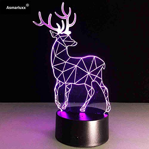 Deer 3D Led Lamp Table Touch Lamp 7 colores cambiantes 3D Desk Light Luminaria Lamp USB Led Night Light 2017 Regalo gratis para niños