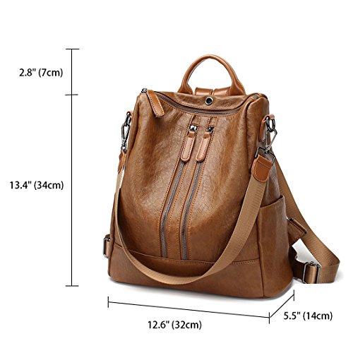 DEERWORD Mujer Bolsos mochila Bolsas escolares Bolsos bandolera Shoppers y bolsos de hombro Cuero de PU Barna V1