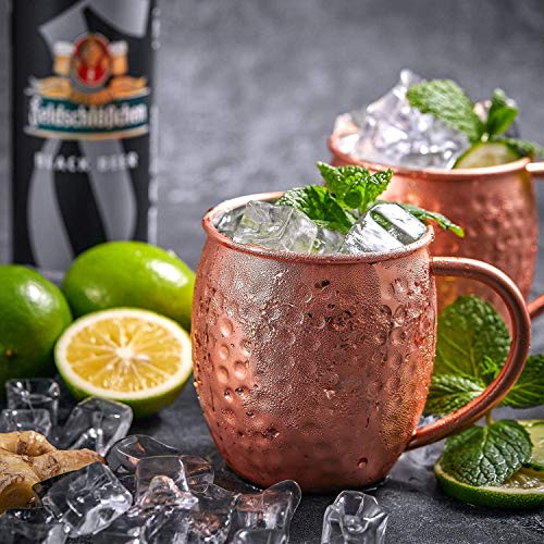 Deik Moscow Mule, Taza de Cobre Hecha a Mano Doble Hammered Pared Moscú Mule Rusa no Recubierto Mula Tazas 4, Puro Grande y Suave para Ginebra, Vodka