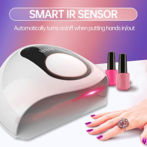 Delanie Lámpara LED Uñas Secador de Uñas de Gel Semipermanentes Profesional UV 168W con 4 Modos de Tiempo y Sensor Automático para Manicura y Pedicura en Salón o en Casa