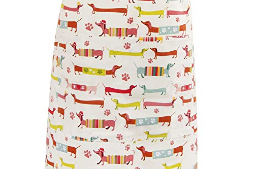 Delantal de Cocina Mujer, 100% Algodón con Diseño de Perro Tejonero Dachshund Dog, Regalos Originales para Amantes de los Perros y Animales