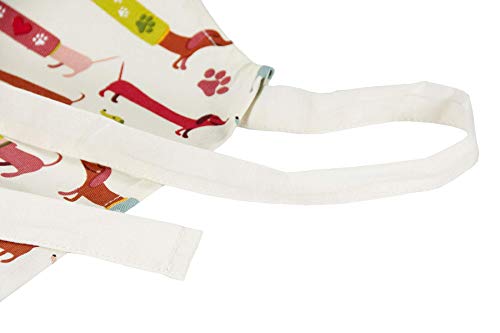 Delantal de Cocina Mujer, 100% Algodón con Diseño de Perro Tejonero Dachshund Dog, Regalos Originales para Amantes de los Perros y Animales
