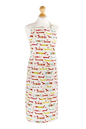 Delantal de Cocina Mujer, 100% Algodón con Diseño de Perro Tejonero Dachshund Dog, Regalos Originales para Amantes de los Perros y Animales