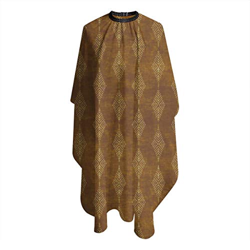 Delantal de pelo para peluquería, capa de peluquería Petra Diamond ocre con cierre a presión para corte de pelo, peinado y champú de 55 x 167 cm