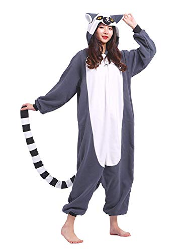 DELEY Unisexo Adulto Caliente Animal Pijamas Lémur Cosplay Disfraz Homewear Mamelucos Ropa De Dormir