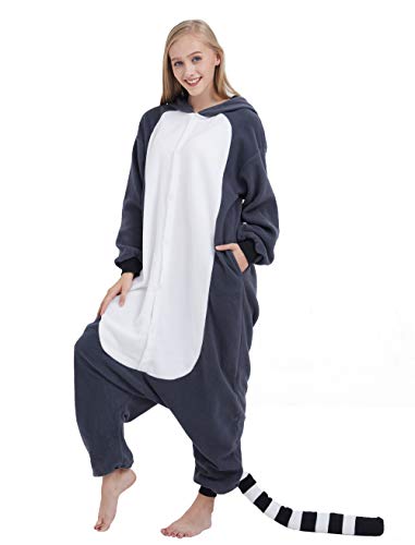DELEY Unisexo Adulto Caliente Animal Pijamas Lémur Cosplay Disfraz Homewear Mamelucos Ropa De Dormir
