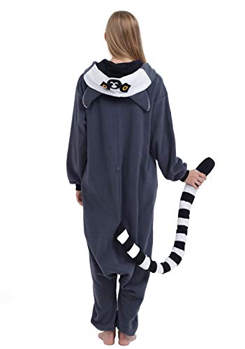 DELEY Unisexo Adulto Caliente Animal Pijamas Lémur Cosplay Disfraz Homewear Mamelucos Ropa De Dormir