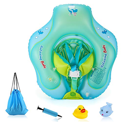 Delicacy Flotador de Natación para Bebés, Anillo de Natación Bebé Juguetes de Piscina Inflable de Piscina Nadar Anillo para Niños Bebés con Bomba Manual y Juguetes flotantes de 6 a 30 Meses de Edad