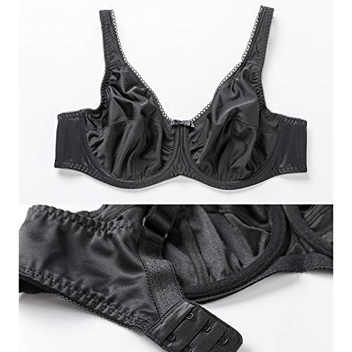 DELIMIRA - Sujetador con Aros sin Relleno Grandes Bustos para Mujer Negro 110D