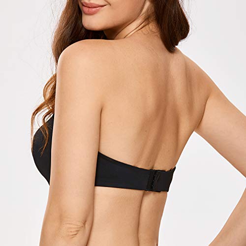 DELIMIRA - Sujetador Reductor con Aros sin Relleno sin Tirantes Tallas Grandes para Mujer Negro 95C