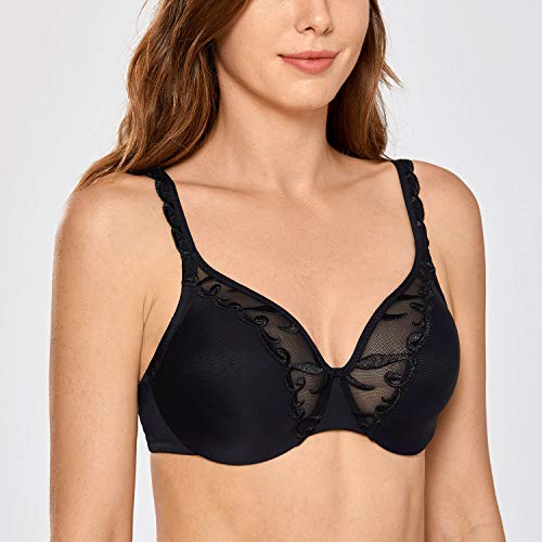 Delimira Sujetador reductor, con aros y sin relleno negro 90C