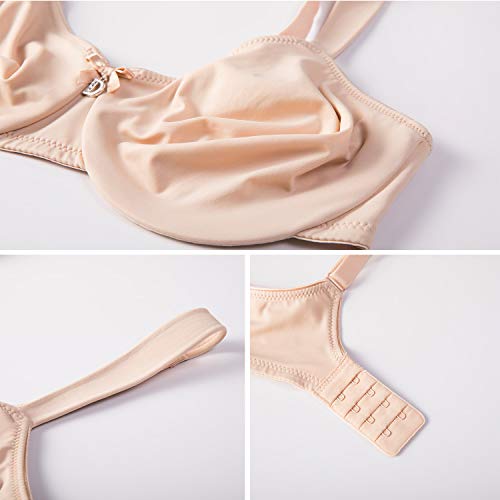 DELIMIRA Sujetador Reductor sin Relleno Tallas Grandes con Aros para Mujer Beige 100D