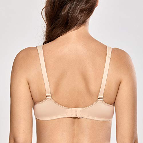 DELIMIRA Sujetador Reductor sin Relleno Tallas Grandes con Aros para Mujer Beige 100D