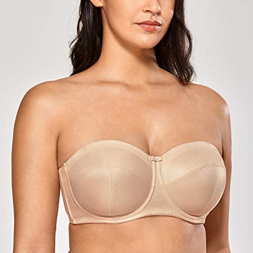 DELIMIRA - Sujetador Sin Tirantes con Aros Sin Relleno Mujer Beige 90E
