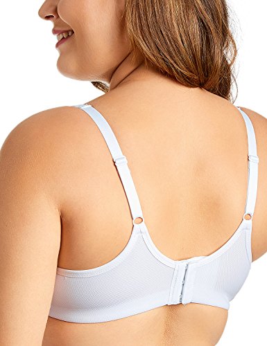 DELIMIRA - Sujetador Tallas Grandes Full Cup sin Aros sin Relleno para Mujer Blanco 105E