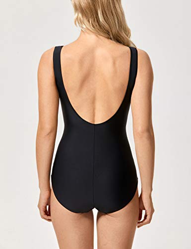 DELIMIRA - Traje de Baño Copas con Relleno Bañador Tallas Grandes para Mujer Negro 48