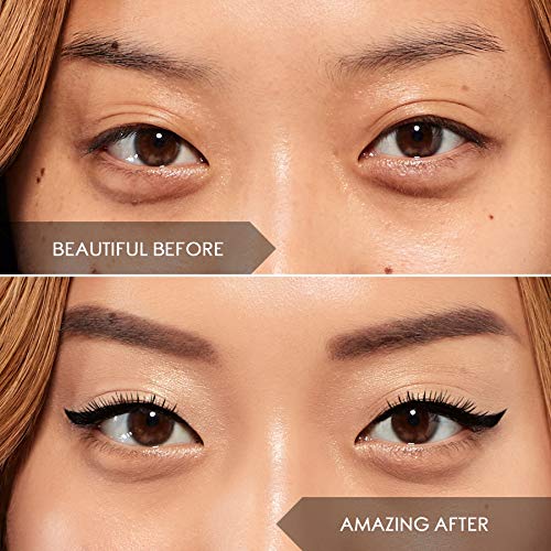 Delineador de ojos líquido D.A.D Define Art de Mirenesse Cosmetics, 2 en 1, grueso y fino, 24 horas, negro brillante (1,4 ml)