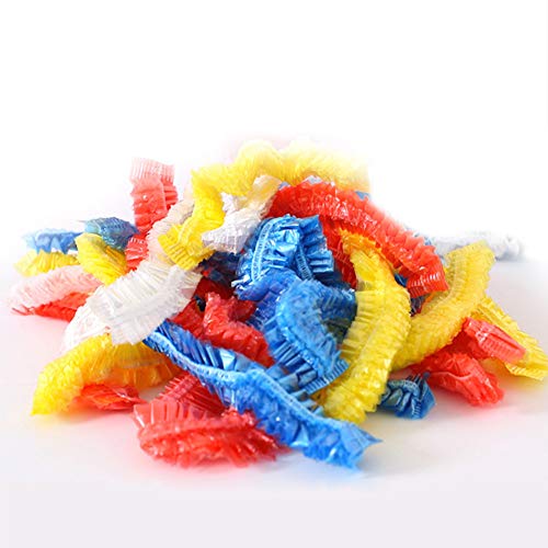 Delleu Impermeable 100 unids Desechables Ducha clara Gorro de baño Gorro de pelo Spa Salón Baño Hotel Elástico Sombrero