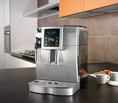 De'longhi - Cafetera Superautomática 15 Bares de Presión, Espresso y Cappuccino, Depósito de Agua Extraíble 1.8 l, Panel LCD, Dispensador de Café Ajustable, Limpieza Automática, ECAM 23.420.SB, Plata