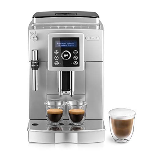 De'longhi - Cafetera Superautomática 15 Bares de Presión, Espresso y Cappuccino, Depósito de Agua Extraíble 1.8 l, Panel LCD, Dispensador de Café Ajustable, Limpieza Automática, ECAM 23.420.SB, Plata
