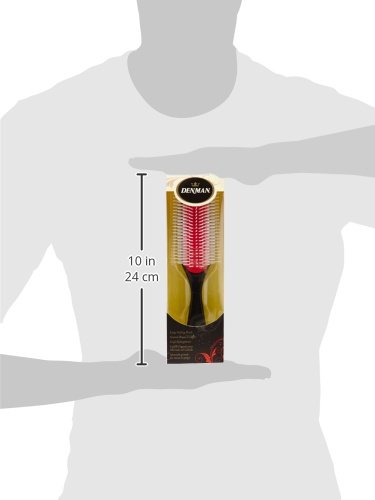 Denman D4 - Cepillo (9 filas), color negro y rojo