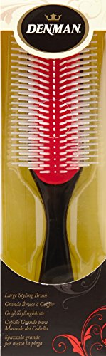 Denman D4 - Cepillo (9 filas), color negro y rojo