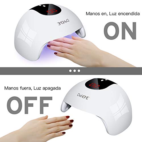 DeNOME Lámpara LED UV Uñas Profesional Maquillaje Uñas/Sensor para uñas de gel y Toe Nail Curing/con 3 Temporizadores(Blanco)