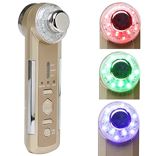 Denshine Ultrasónico Fotón LED 4 en 1 Cuidado Facial de la Piel Masajedor de Belleza Rejuvenecimiento para Cara Massager Facial Eléctrico