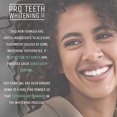 Dentífrico blanqueador para dientes sensibles de carbón activo – Reducir la sensibilidad – Seguro para el esmalte – 100% ingredientes naturales – Sabor a menta – Fabricado por Pro Teeth Whitening Co.
