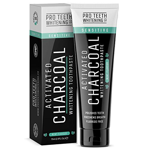 Dentífrico blanqueador para dientes sensibles de carbón activo – Reducir la sensibilidad – Seguro para el esmalte – 100% ingredientes naturales – Sabor a menta – Fabricado por Pro Teeth Whitening Co.