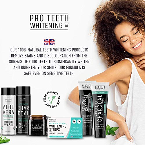 Dentífrico blanqueador para dientes sensibles de carbón activo – Reducir la sensibilidad – Seguro para el esmalte – 100% ingredientes naturales – Sabor a menta – Fabricado por Pro Teeth Whitening Co.