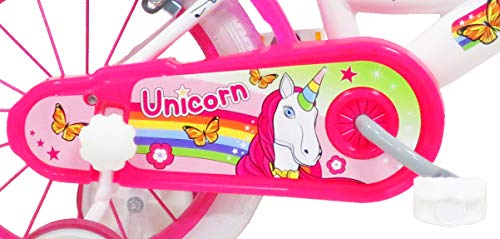 Denver - Bicicleta Infantil de 14 Pulgadas, diseño de Unicornio, Color Blanco y Rosa