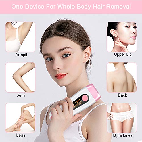 Depiladora de Luz Pulsada, 999999 flash Sistema de depilación IPL 5 niveles ajustable,2 Modos depilación indolora profesional de Hombres y Mujeres