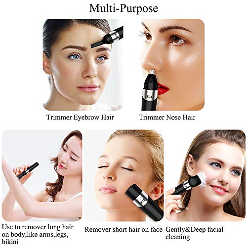 Depiladora Facial Mujer 5 en 1 Kit de Afeitadora Electrica Mujer Recargable con USB Impermeable Depiladora Mujer, para Depiladora Facial, Recortadora de Cabello para Cejas y Nariz,Depiladora de Cuerpo