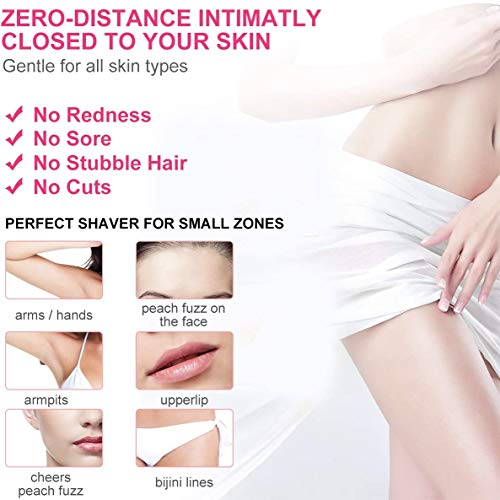 Depiladora Facial Mujer Electrica, Afeitadora sin dolor portátil mini afeitadora impermeable con luz LED Incorporada Batería