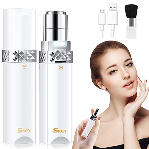 Depiladora Facial Mujer Electrica, Afeitadora sin dolor portátil mini afeitadora impermeable con luz LED Incorporada Batería