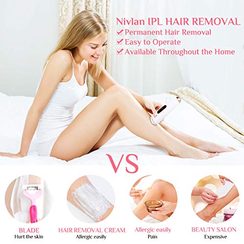 Depiladora Luz Pulsada IPL, Nivlan Depilación permanente, 990,000 Pulsaciones IPL Depiladora para Cuerpo, Cara, Piernas y Zonas Precisión, 2 Modos de Depilacion Definitiva Profesional
