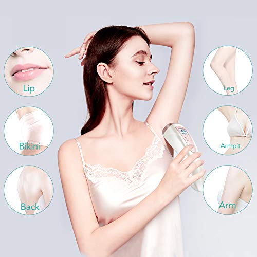 Depiladora luz pulsada profesional sistema IPL de depilación por luz pulsada intensa Permanentes para cuidado de enfriamiento 5 niveles de intensidad para cuerpo, cara y zona Bikini y axilas