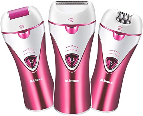 Depiladora Mujer Eléctrica Inalámbrica, Afeitadora Eléctrica para Mujer Femenina Recortadora Conjunto 3 en 1 Maquinilla de afeitar eléctrica,Poderoso Removedor de Callosidades y Muertas Piel