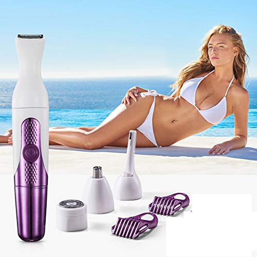 Depiladora para Mujer 4 en 1 Recortadora Bikini Eléctrica Recortador de Nariz y recortador de cejas para Mujeres Mauqinilla de Depilar para Mujeres Remoción de Vello de Cara Cuerpo Set para Área