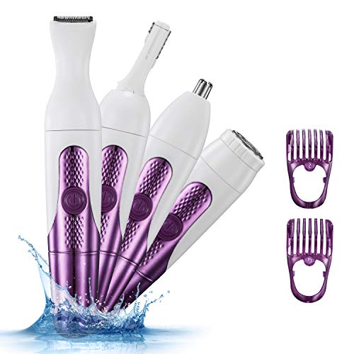 Depiladora para Mujer 4 en 1 Recortadora Bikini Eléctrica Recortador de Nariz y recortador de cejas para Mujeres Mauqinilla de Depilar para Mujeres Remoción de Vello de Cara Cuerpo Set para Área