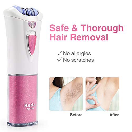 Depiladora, Queenmew Depiladora Electrica Mujer Luz LED, Cuidado de Electrica Recortador Afeitadora Para Mujer, Portátil Maquina Depilar De Mujer Bikini, Afeitadora Mujer & Depilación Facial Mujeres