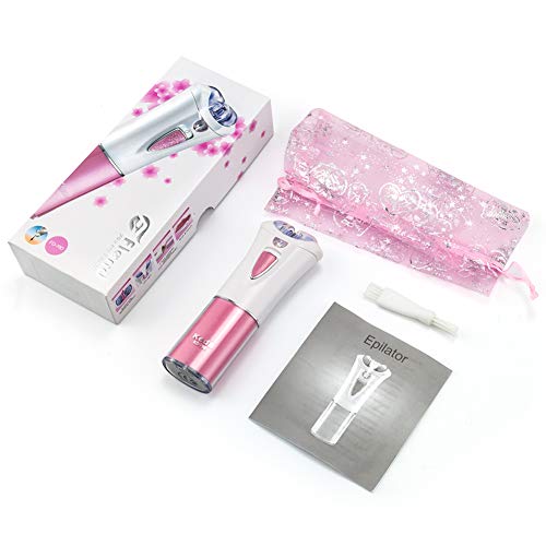 Depiladora, Queenmew Depiladora Electrica Mujer Luz LED, Cuidado de Electrica Recortador Afeitadora Para Mujer, Portátil Maquina Depilar De Mujer Bikini, Afeitadora Mujer & Depilación Facial Mujeres