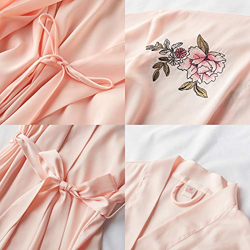 DER Comodidad y Ocio. Vestido de Novia camisón de Maquillaje Albornoz Bordado Camisón del Servicio a Domicilio Pijamas para bañarse en casa (Color : Pink, Size : L)